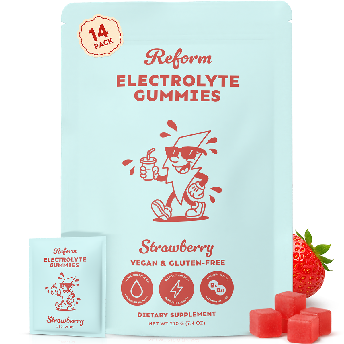 Reform Electrolyte Gummies - Strawberry, 14 Pack